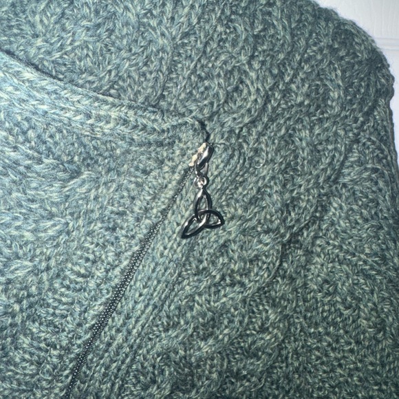 Aran Crafts Ireland Dark Gray Side Zip 100% Wool Sweater - Picture 4 of 13